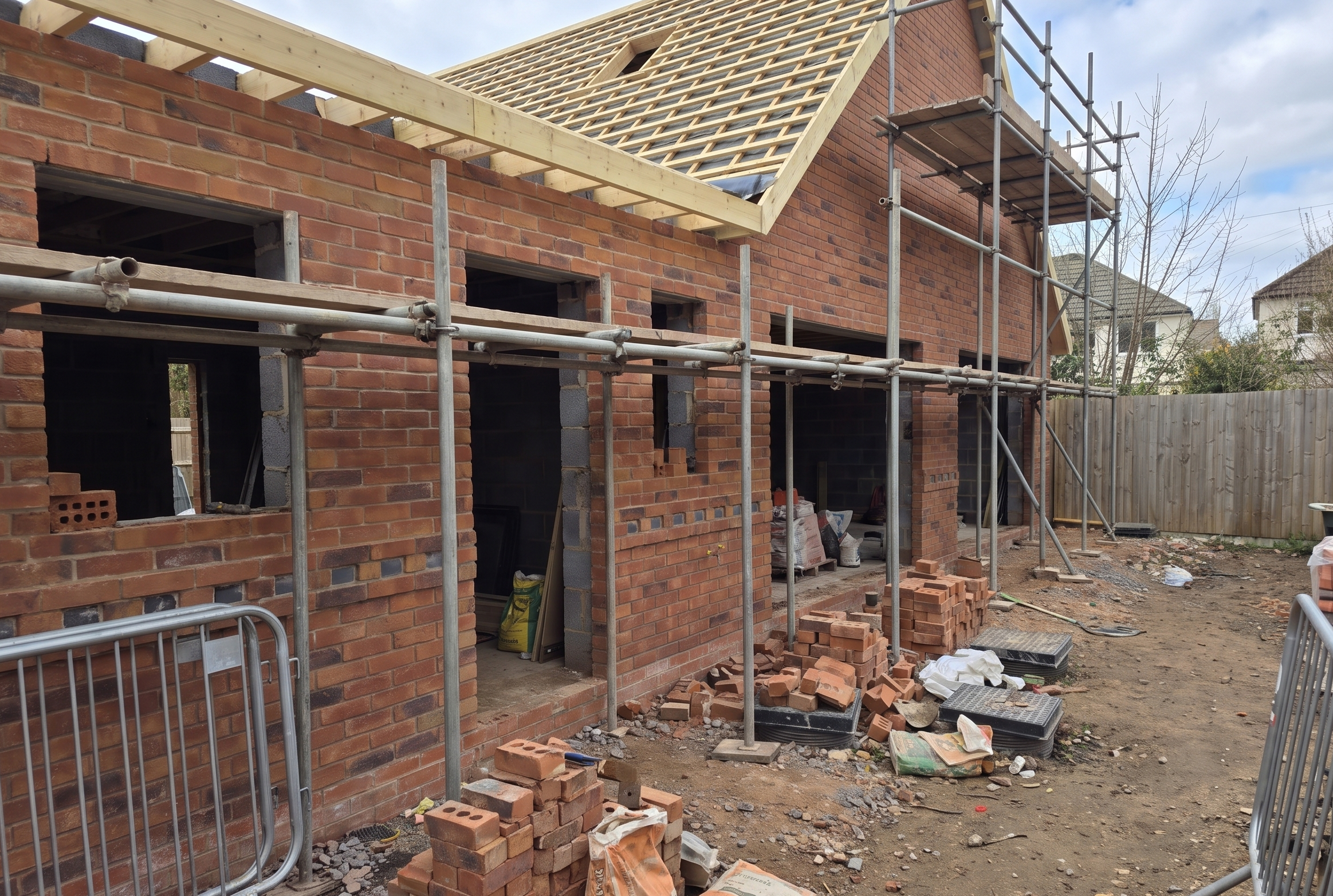Home build during construction.