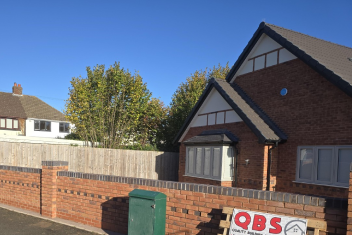 A newly built brick wall